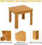VINGLI Outdoor Wooden Side Table, Square Patio Side Table, Small Outdoor Table - Image 5
