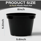 BTPLASTIK 8 Inch Plastic Plant Pots, 15 Pack Sturdy Nursery Pot - Image 2