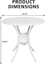 30.31" Outdoor Patio Dining Table, Cast Aluminum Bistro Table, Patio Furniture - Image 3