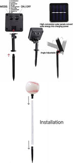 Solar Lights Outdoor, Baseball Theme LED Stake Light - Image 5