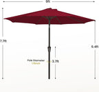 MEWAY 9ft Patio Umbrella Outdoor Table Umbrellas - Image 7
