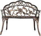 38.5" Outdoor Garden Bench, Patio Furniture Cast Aluminum Outdoor Bench - Image 5