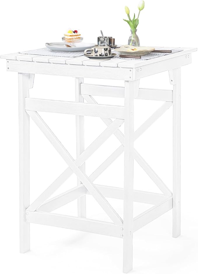HDPE Outdoor Bar Table, Weather Resistant HDPE Patio High Top Pub Table by SeeHill