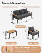 Aoxun Aluminum Outdoor Patio Furniture Set, 5 Seats Outdoor Sectional - Image 7