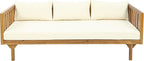 Merax Outdoor Acacia Wood Conversation Set, 3-Seat Loveseat Sofa w/Coushion and - Image 3