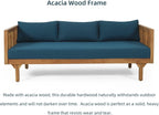 Merax Solid Acacia Wood Couch Chaise Lounge Chair Indoor, 3 Seater Daybed Sofa - Image 6