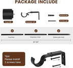 1' Diameter Matte Black Curtain Rod, 30-60 inch, Fits 30-54 Windows, Heavy Duty - Image 2