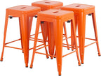 FDW Metal Bar Stools Set of 4 Counter Height Bar Stools 24 Inches Industrial by FDW