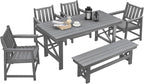 HDPE Outdoor Dining Set of 6, Patio Dining Table Set by SeeHill