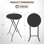 VINGLI 24" Plastic Folding Round Table Bar Height, HDPE Matrial - Image 5