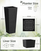 Greesum 24 Inch Tall Plastic Planters, Detachable Inner Pot & Drainage Holes - Image 7