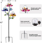 Solar Lights Outdoor Decorative Lotus Flowers Wind Spinner Garden Stake - Image 2