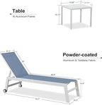 PURPLE LEAF Patio Lounge Chair 2 Pieces White Aluminum Outdoor Chaise Lounge - Image 2