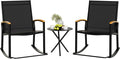 Shintenchi 3 Piece Outdoor Rocking Bistro Set, Textilene Fabric Small Patio by Shintenchi
