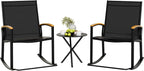 Shintenchi 3 Piece Outdoor Rocking Bistro Set, Textilene Fabric Small Patio by Shintenchi
