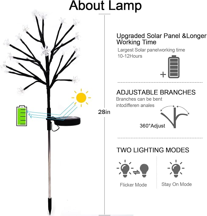 Solar Garden Lights Garden Decor, Solar Flowers Outdoor Decorative, Pathway - Image 3