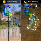 DREAMSOUL 2 Pack Peacock Solar Lights Outdoor, Waterproof Metal Peacock Outdoor - Image 3