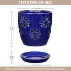 Oairse 6 inch Orchid Pots with Holes, Royal Blue Ceramic Orchid Pot - Image 3