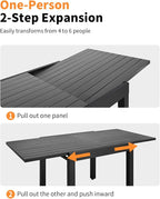 5 Pieces Outdoor Dining Set, Never-Rust Aluminum Expandable Patio Dining Table - Image 4