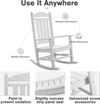 Devoko HDPE Rocking Chair Plastic Outdoor Indoor Patio Rocker Chair High Back - Image 5