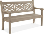 Psilvam 63''W All-Weather Poly Lumber Outdoor Bench – Teak Color, 3-Person by PsilvamGardenFurniture