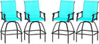 LEVELEVE Patio Bar Set 4pcs Swivel Bar Stools Outdoor Bistro Textilene by LEVELEVE