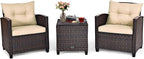 Tangkula 3 Pieces Patio Furniture Set, PE Rattan Wicker 3 Pcs Outdoor Sofa Set by TANGKULA