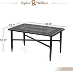 Sophia & William Patio Coffee Table Rectangle, Modern Outdoor Cast Aluminum - Image 3