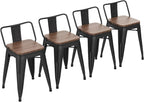 Yongchuang 18" Bar Stools Set of 4 Metal Stackable Short Stools - Image 5