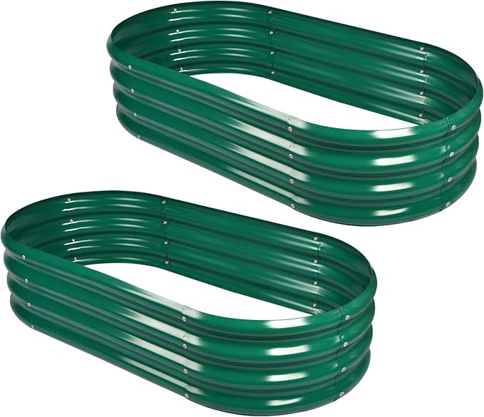 Land Guard 2Pcs Galvanized Raised Garden Bed Kit, 10×4×1ft Galvanized Planter by LandGuard