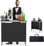 VINGLI Portable Bar Table, 2-Tier Shelves, Mobile Bar Table by VINGLI