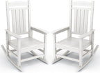 KINGYES HDPE Patio Rocking Chair Set of 2, Outdoor Rocking Chairs Porch Rocker by KINGYES