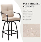 Patio Swivel Bar Stools, Outdoor Bar Height Swivel Chairs Set of 2 - Image 5