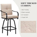Patio Swivel Bar Stools, Outdoor Bar Height Swivel Chairs Set of 4 - Image 5