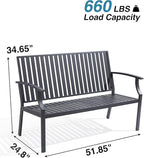 52" Outdoor Bench Garden Bench, Weatherproof Anti-Rust Heavy-Duty Outside - Image 3