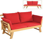 Tangkula Convertible Acacia Wood Patio Couch Sofa Bed by TANGKULA