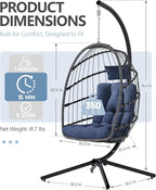 SWITTE Egg Chair Outdoor with Stand, Indoor Wicker Hanging Egg Swing Chair with - Image 3