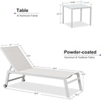 PURPLE LEAF Oversize Chaise Lounge Chair Outdoor 2 Pieces White Aluminum Lounge - Image 2