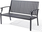 52" Outdoor Bench Garden Bench, Weatherproof Anti-Rust Heavy-Duty Outside by Eongdn