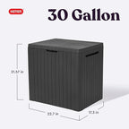 Keter City 30 Gallon Resin Outdoor Storage Box & Patio Side Table - Image 2