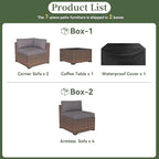 Aoxun 7 Piece Patio Furniture Set Wicker Rattan Patio Conversation Set Outdoor - Image 8