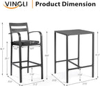 VINGLI 3-Piece Outdoor Bar Set, Aluminum Bar Height Table & 2 Chairs - Image 6
