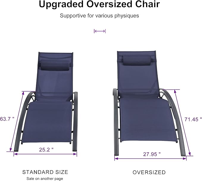 PURPLE LEAF Patio Oversized Chaise Lounge Chair Set - Image 2
