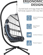 SWITTE Egg Chair Outdoor with Stand, Indoor Wicker Hanging Egg Swing Chair with - Image 7