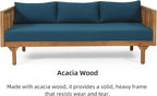 Merax Outdoor 3 Seater Daybed, Acacia Wood Day Bed Couch Sofa - Image 4