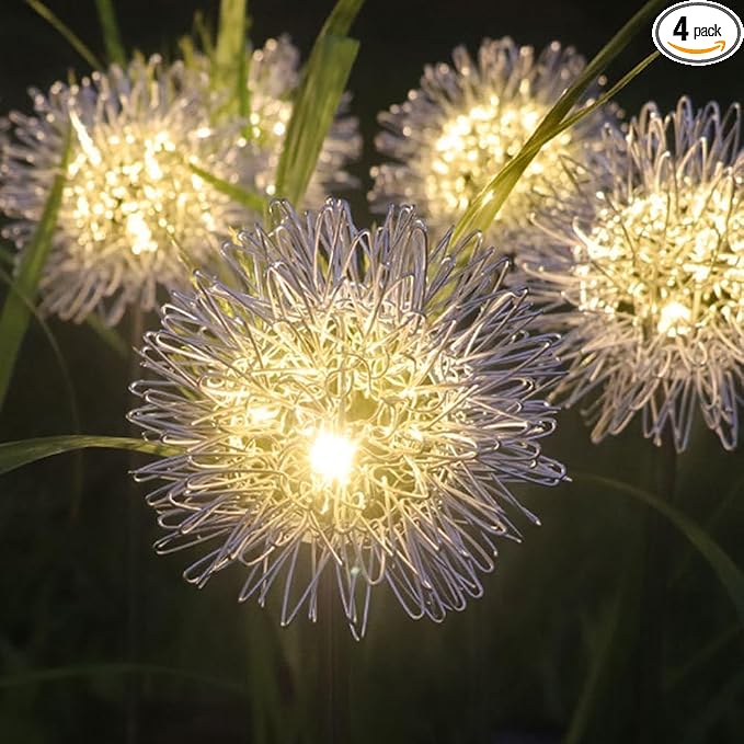 4PK 32LED Solar Garden Lights Outdoor, Dandelion Solar Lights Outdoor, IP65 by KAQ