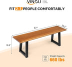 VINGLI Outdoor Bench with Metal Legs Rustic, Wood Dining Bench Indoor Outdoor - Image 3