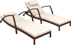 Outsunny Wicker Chaise Lounge Chair Outdoor Set of 2, 5-Position Adjustable by Outsunny