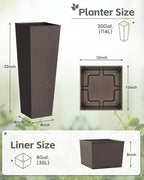 Greesum 32 Inch Tall Plastic Planters, Detachable Inner Pot & Drainage Holes - Image 7