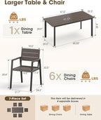Outdoor Dining Set for 6, Aluminum Patio HDPS Outdooor Table and Chairs Set - Image 6